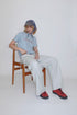 DRAW CODE SPIRAL BUTTON PANTS -ICE GRAY-